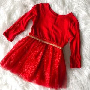 Cat & Jack Red & Gold Holiday Tutu Dress